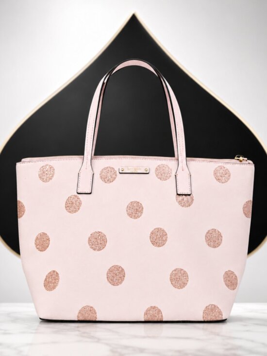 kate spade Handbags - Kate Spade Tote Pink And Pink Glitter Polka Dots Pristine Condition